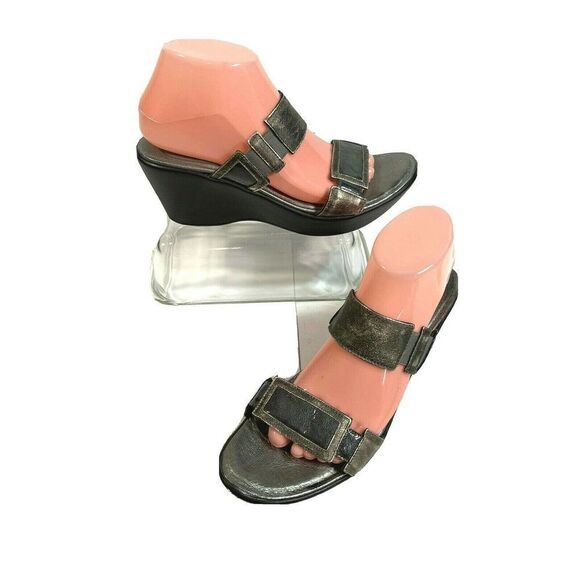Naot Sandals Treasure Metallic Pewter Wedge Platform - Picture 1 of 12